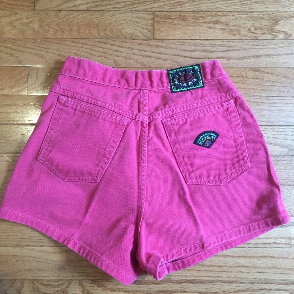 Levi vintage native blue pink high waisted shorts